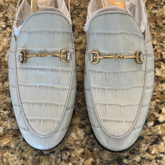 SAM EDELMAN Linnie Croc-Embossed Leather Mules in Grey Sz 10 - NWOB!!! - Picture 2 of 7